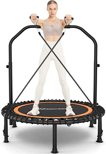 Miniatura 10 de ANCHEER Mini trampolín plegable de 40 pulgadas para adultos, carga máxima de 450 libras, pequeño rebote elástico de fitness con barra de mango de