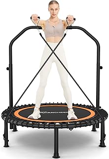 ANCHEER 40"/48" Foldable Mini Trampoline,Max Load 450lbs/550lbs Indoor Trampoline,with 4 Level Adjustable Foam Handle