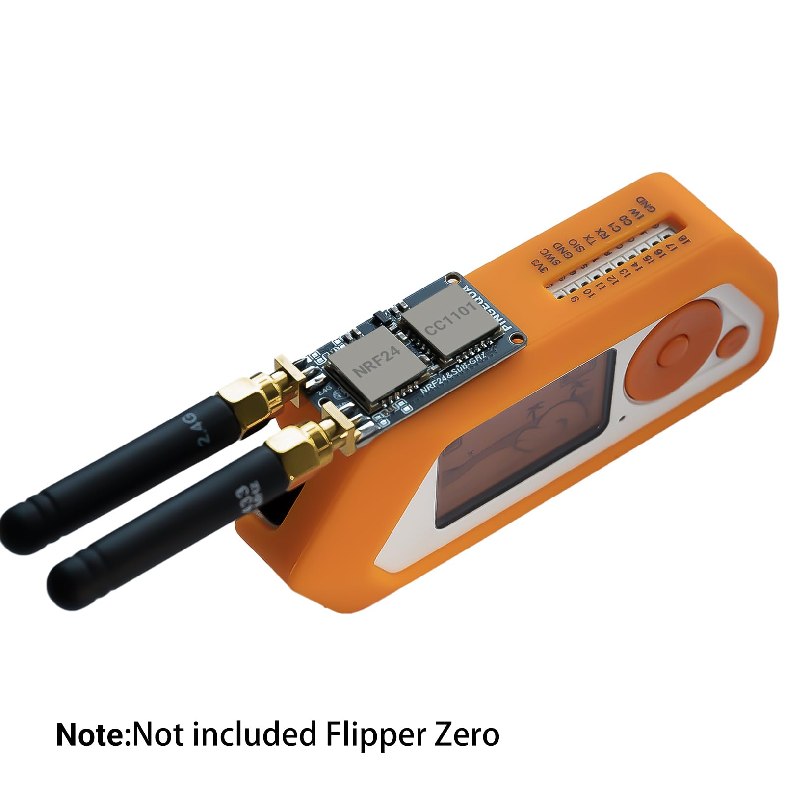 nRF24L01 + CC1101 RF 2-in-1 Development Board for Flipper Zero, Ultra-Compact 2.4GHz & 433MHz, High Performance, Auto-Switch (mit 3D-gedrucktem Gehäuse) RF Lab App-Ready White