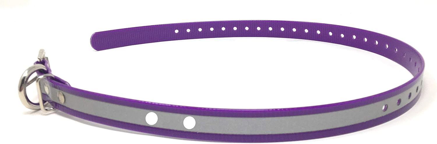 Sparky Pet Co 2 Hole 1.25" Dog Water Proof High-Flex 3/4 Reflective Roller Buckle Replacement Strap (Orange)