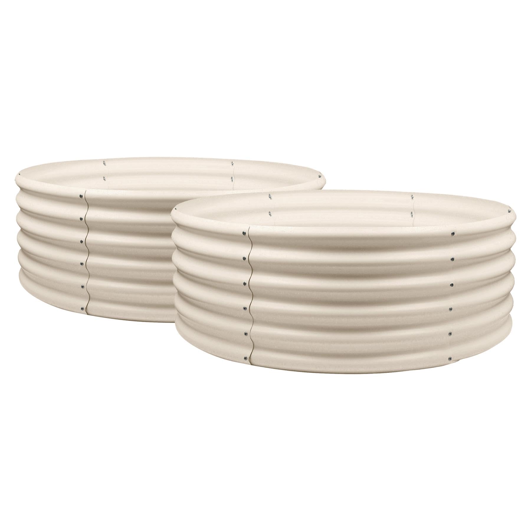 B&Q -  Raised Garden Beds2X Ivory Round Bottomless Metal Raised Bed Galvanised Steel Planter Box 120 X 45Cm