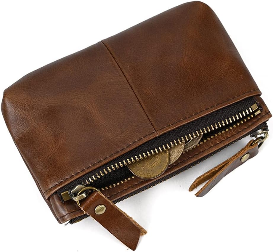 1 Pcs Leather 3 Zipper Coin Purse Wallet With Key Ring, Coin Organizer, Change Holder, Leather Zipper Storage Bag for Men - Image 6