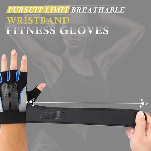 Miniatura 4 de 5R Guantes de levantamiento de pesas, guantes de gimnasio con soporte de muñeca, guantes de entrenamiento sin dedos, levantamiento de pesas,