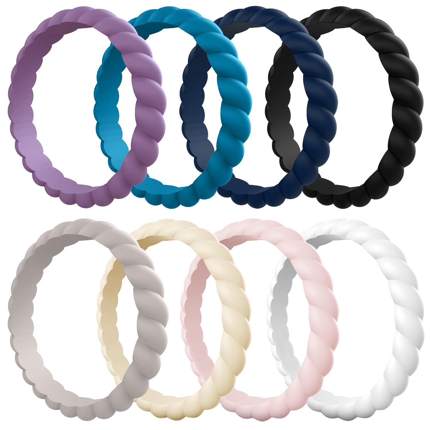 Egnaro Women's Silicone Anniversary Wedding Ring 2.5mm Wide 1.8mm Thick