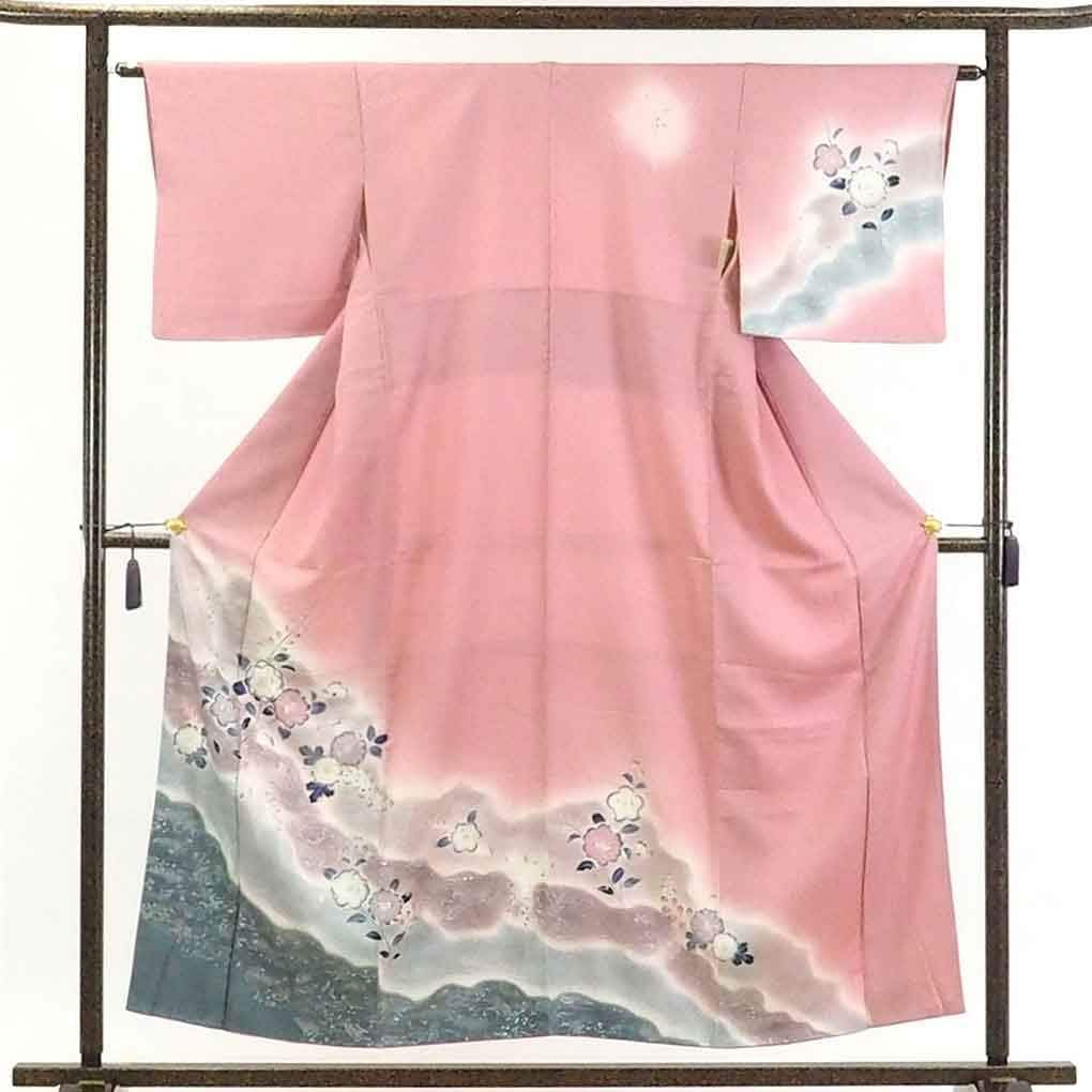 LULU81 着物 訪問着 袷 ピンク 花柄 作家物 LULU81 着物 訪問着 袷