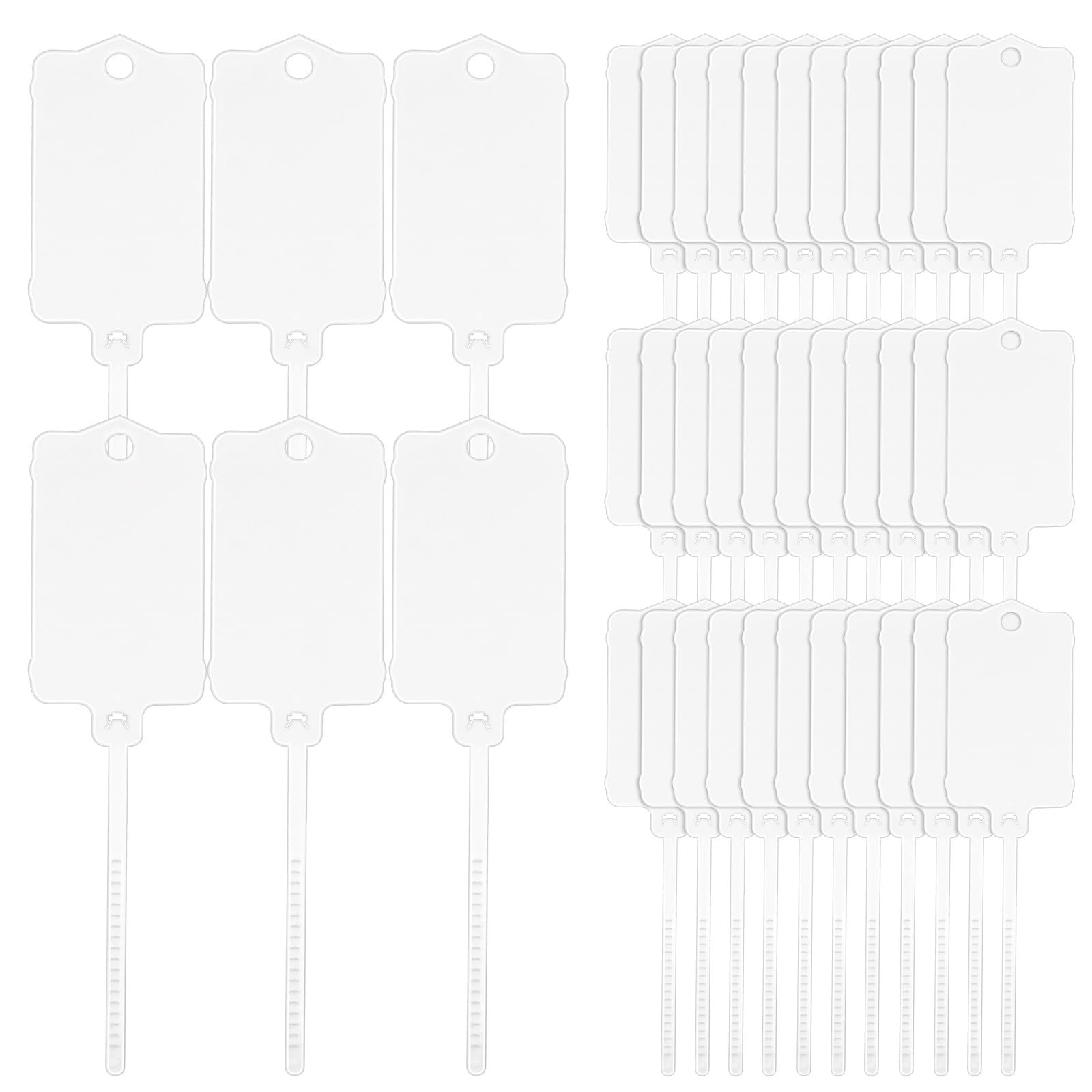 100 PCS Plastic Shipping Tags, 1.46" x 2.48", Waterproof Labels Writable Hanging Tag with Sealing Strap, Shipping Cable Tie Label Tags for Keys Luggage Logistic Inventory Retail (White)
