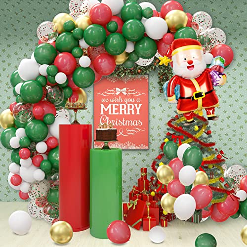 Merry Christmas Balloon Arch Garland Kit, 114 Pieces Green Red White Gold Confetti Balloons With Santa Claus Mylar Balloon For Christmas Party Decorations New Year Baby Shower Birthday Party Supplies #TOP9