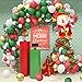 Merry Christmas Balloon Arch Garland Kit, 114 Pieces Green Red White Gold Confetti Balloons with Santa Claus Mylar Balloon for Christmas Party Decorations New Year Baby Shower Birthday Party Supplies