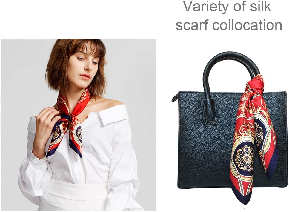 MEISEE 100% Mulberry Silk Scarfs Small Square Scarf 21" x 21" Neck Scarf Breathable Lightweight for Women Gift Packed - Image 5