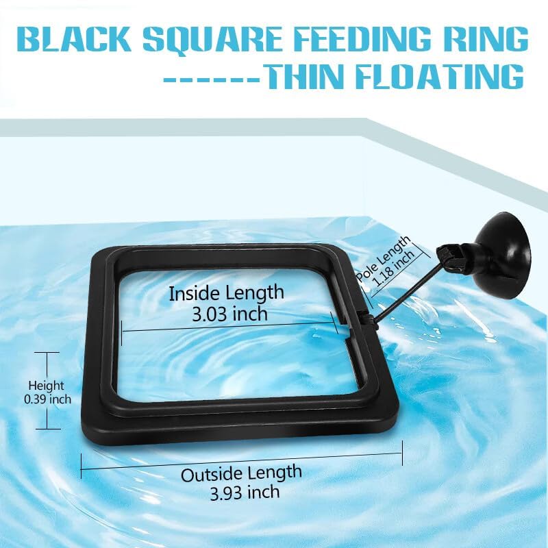 Image of Fish Feeding Ring, Fish Safe Floating Food Feeder Circle Blue, with Suction Cup Aquarium, Square and Round Shape Fish Tank Towels - for Guppy, Betta, Goldfish, Etc (1 Square)