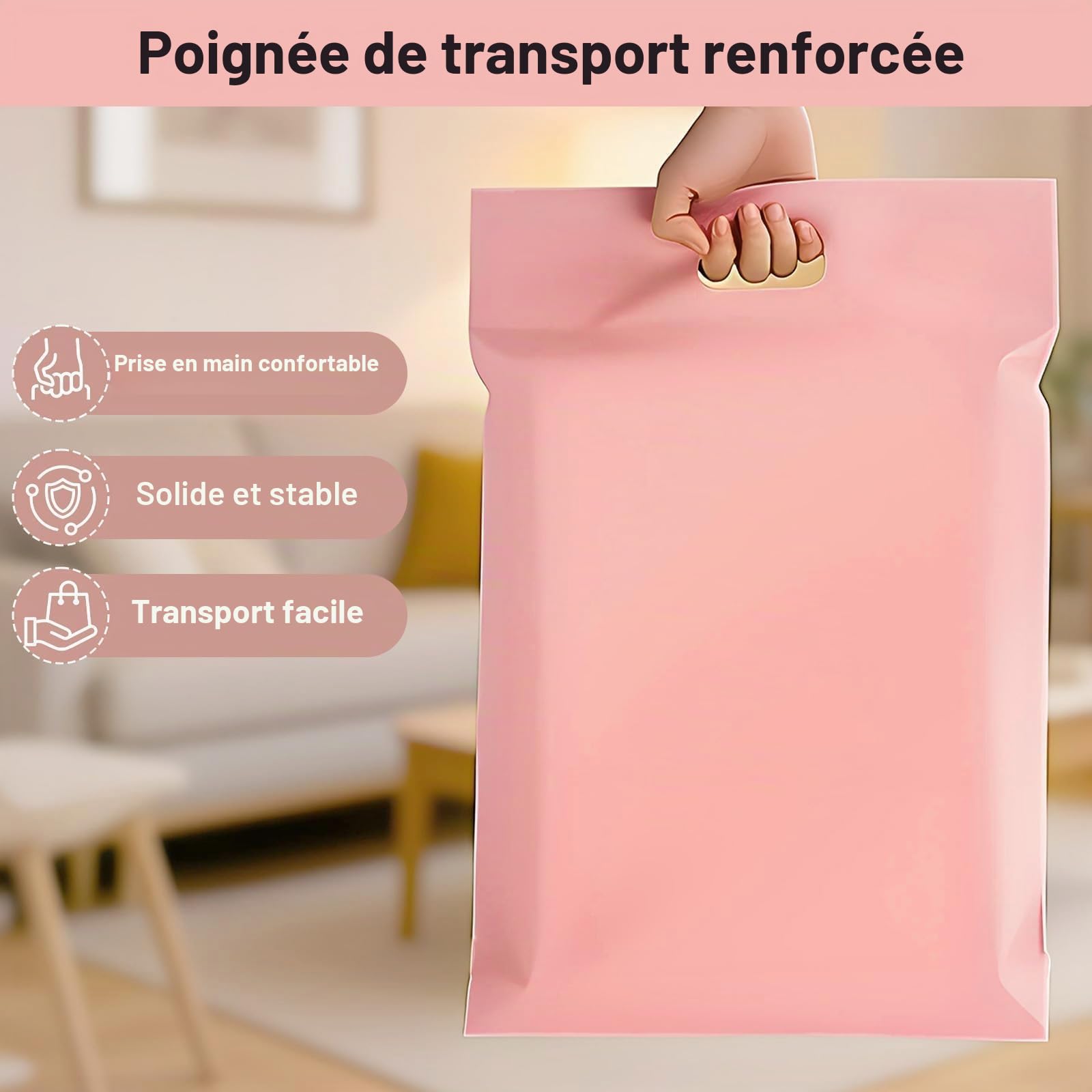 30 Pièces Pochette Envoie Colis Vinted 30x40 Cm Emballage Colis Vinted Poignée Enveloppe Plastique Expedition Résistante Imperméable Rose Sac Envoie pour Vêtements Livres Chaussures Objets0