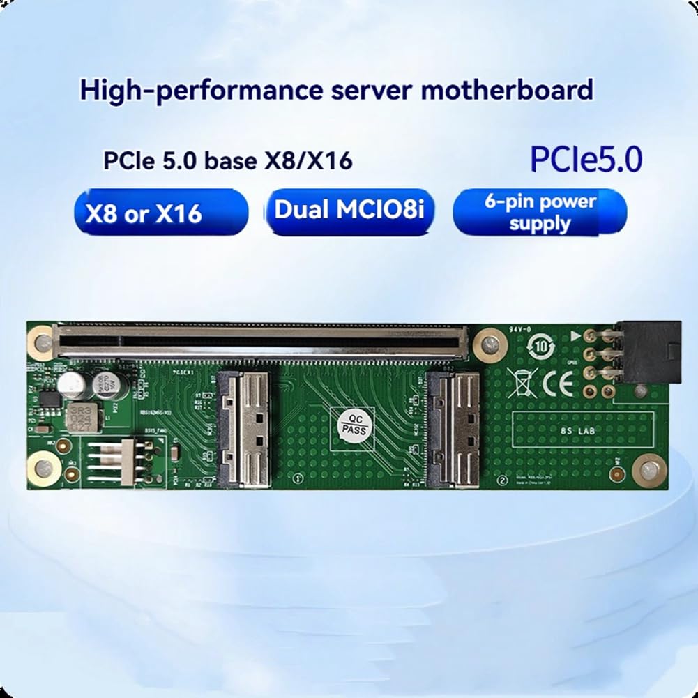 Adattatore di Espansione per Connessione PCIe 5.0 X16 A MCIO Split Card per EGPU per Scheda Grafica Discreta EGPU con Backplane Dual MCIO