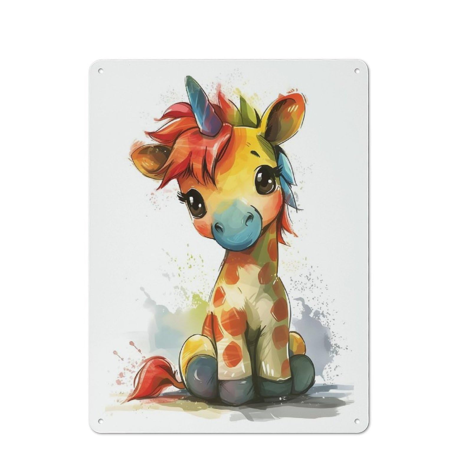 Junmoney Rainbow Giraffe Unicorn For Bar Or Restaurant, Retro Metal Plaque 40X30cm, A Decorative Christmas Gift For Hospitality Decor Collectors
