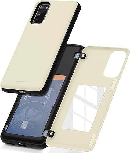 GOOSPERY Funda tipo cartera para Galaxy S20 con tarjetero, funda protectora de doble capa para teléfono (blanco)