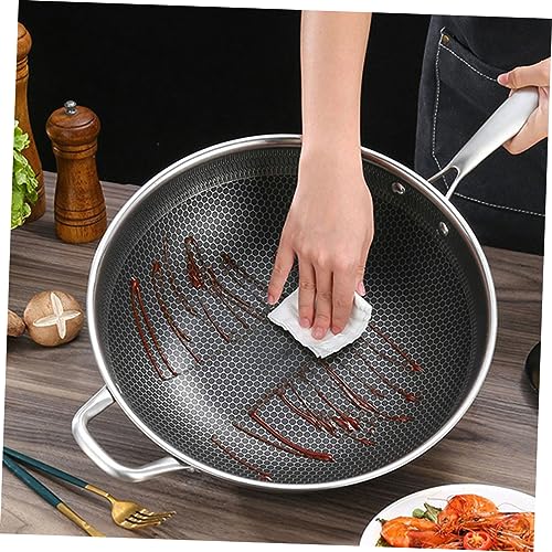 Wok de acero inoxidable con doble mango y fondo plano miniatura 3