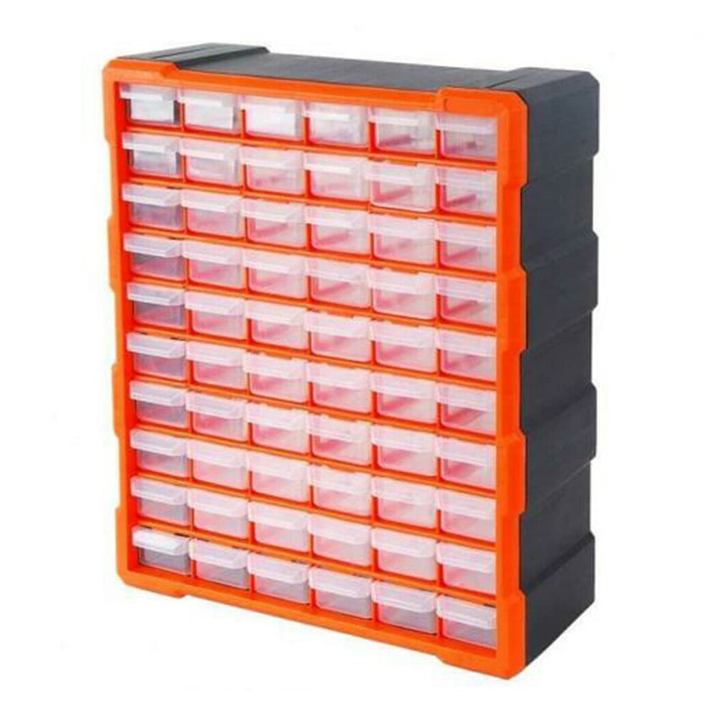 60pcs Multi Drawer Parts Storage Cabinet Unit Organiser, Small Parts Tools Cabinets for Workshop Garage, Plastic DIY Storage Bin Rack Screws Parts Tool Craft Box Rack