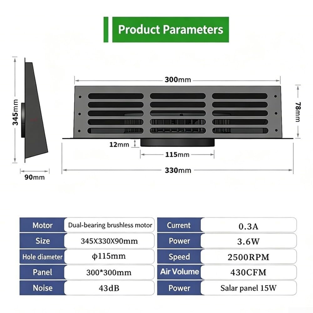 Solar-Abluftventilator 25 W 2500 U/min Dachlüfter
