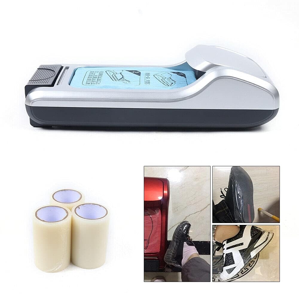 Dispenser Automatico per Copriscarpe - Macchina Portatile per Avvolgere le Scarpe con 3 Bobine di Pellicola per Casa, Ufficio, Supermercato e Fabbrica - Proteggi Pavimenti e Scarpe da Sporco e Danni
