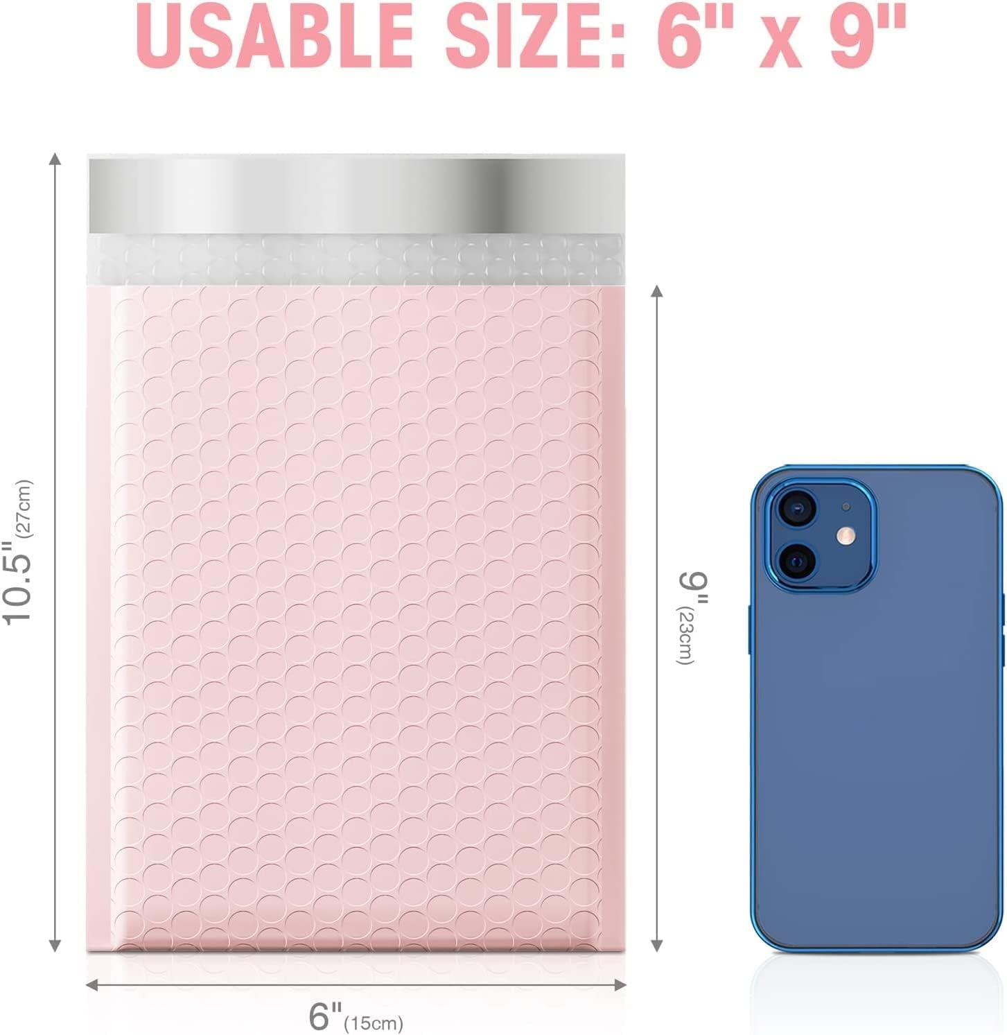 METRONIC 100 Pack Bubble Mailers 6x10 Inch, Pink Bubble Mailers, Waterproof Padded Envelopes Self-Seal Cushioning Mailing Envelopes Bubble Padded for Shipping Packaging Small Items Bulk