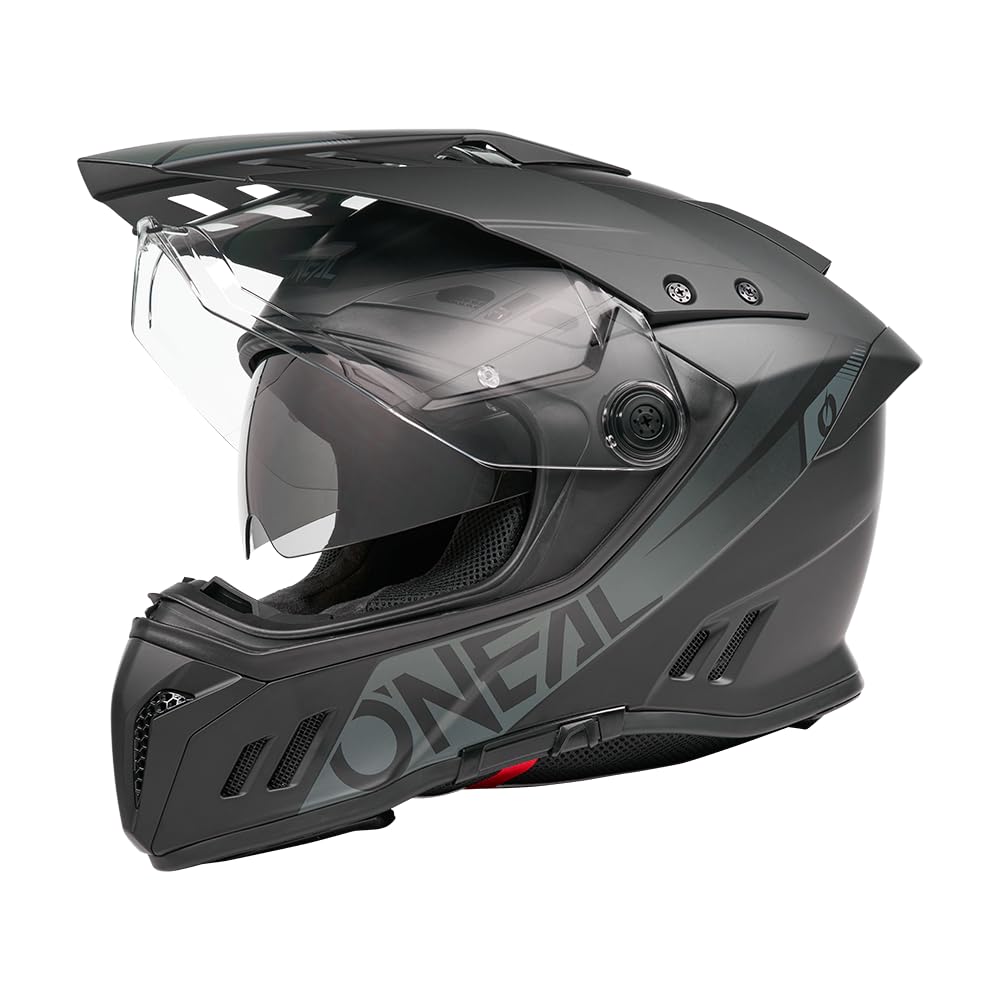 O'NEAL SIERRA RS SOLID MX Motocross Adventure Helm mit Außenschale aus hochwertigem ABS, extrem stoßfest & robust - Innenfutter herausnehmbar, gut belüftet, Extra großes Sichtfeld, Schwarz, Größe M