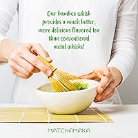 Vista 3 de Batidor de té verde matcha prémium – 100 puntas – MATCHAMAKA tradicional japonés de bambú matcha – té verde, leche matcha, polvo ceremonial matcha