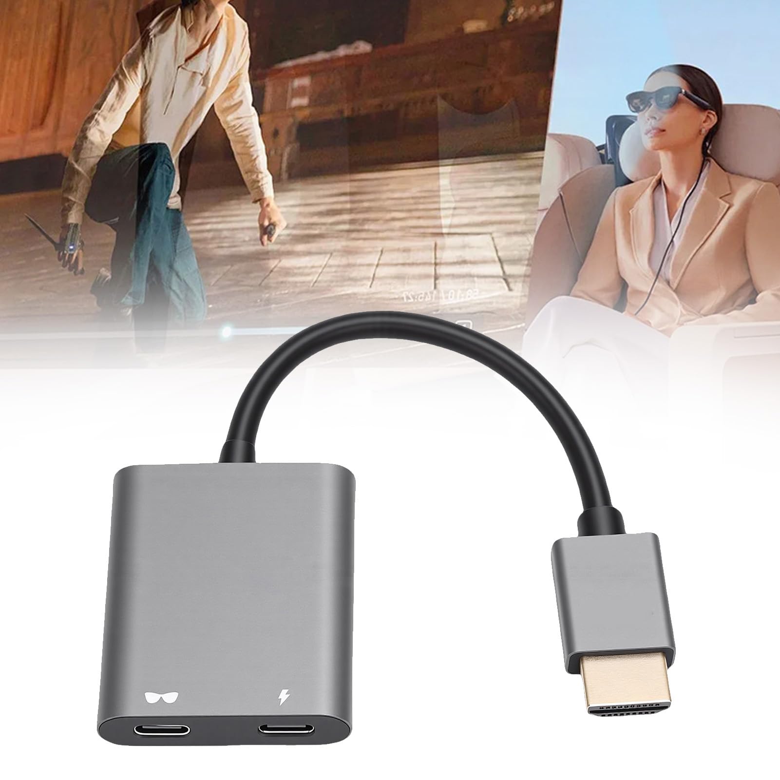 LICAEVEY Adattatore da Interfaccia Multimediale HD a USB C, Trasmissione Audio Video 4K 60Hz, Alimentatore PD 100W, Plug and Play per Telefono Portatile con Occhiali AR