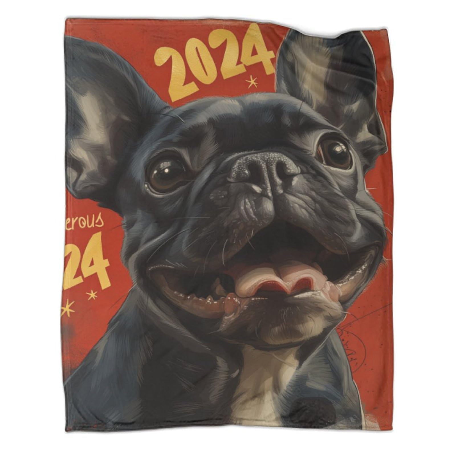 Couverture bouledogue français plaid chaud anti-froid pour canapé et lit