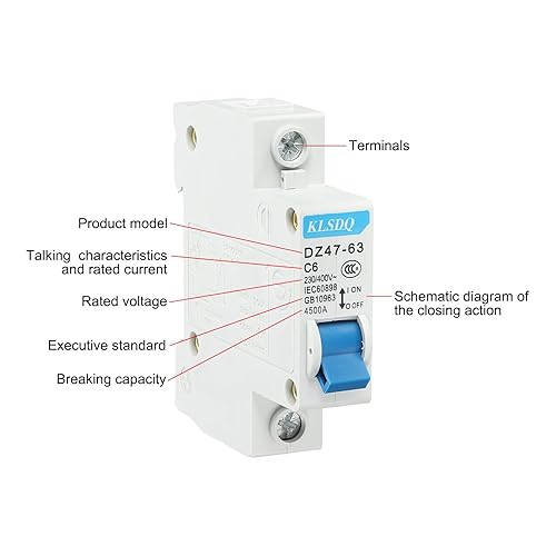 Vista 19 de MECCANIXITY AC 63A 230/400V 1 instalación miniatura DZ47-63 C63 del carril del estruendo de la baja tensión del disyuntor de poste