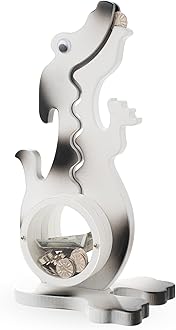 Wooden Dog Piggy Bank for Boys Kids Girls Big Clear Animal Belly Coin Bank Toddler Real Money Toy