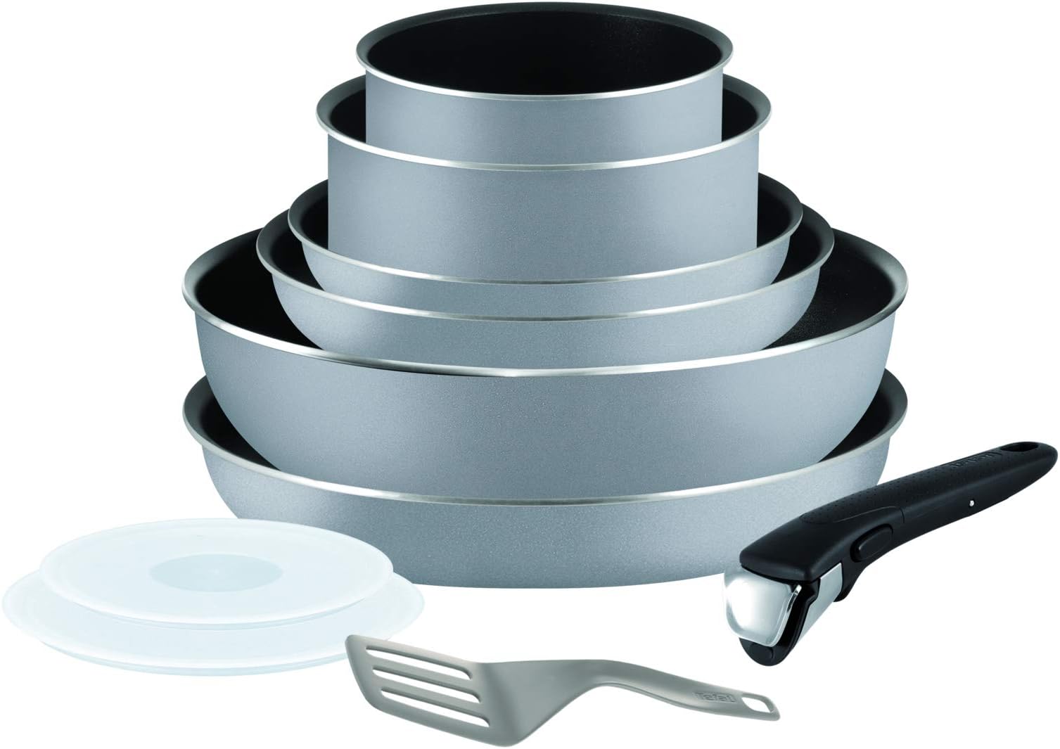 Tefal L2149602 Set of Pans and saucepans - Ingenio 5 Essential Grey Set 10 Pieces - All Heat Except Induction