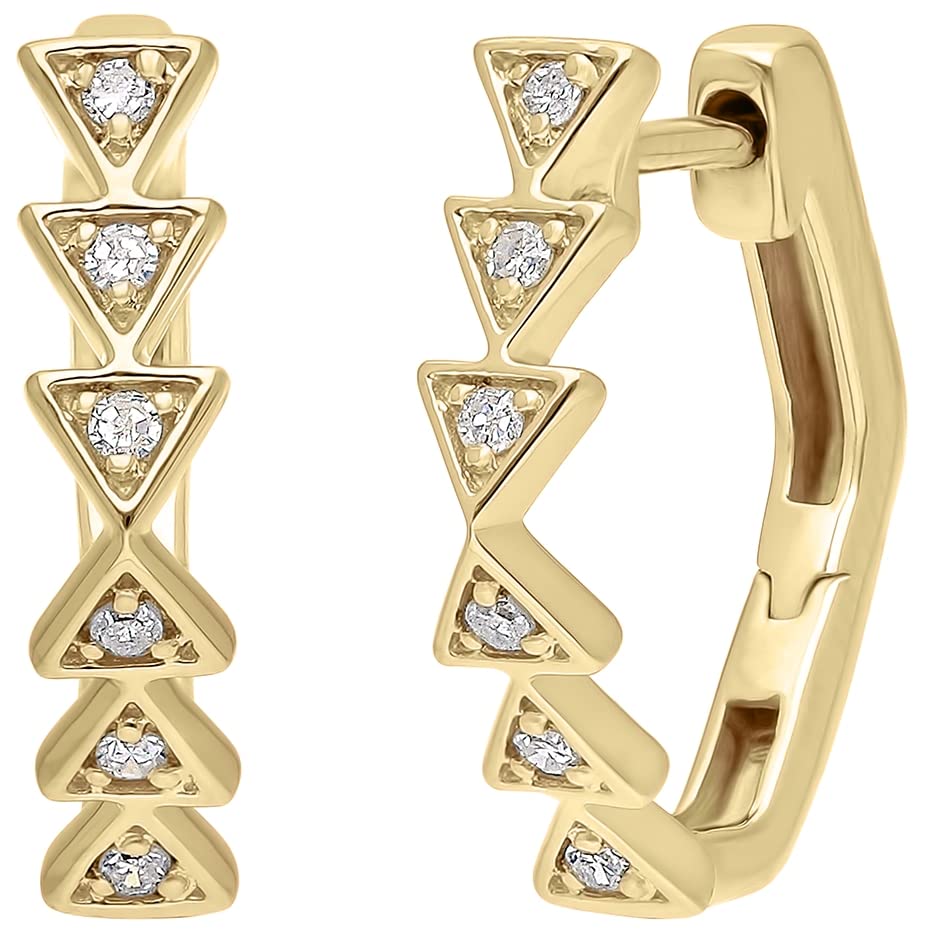 DISENO Fine Jewelry 10k Yellow Gold Diamond Huggie Earrings for Women – 0.07 Ct Natural Diamonds (F-G, SI1-SI2) – Classic Small Gold Hoops for Elegant Gift Giving
