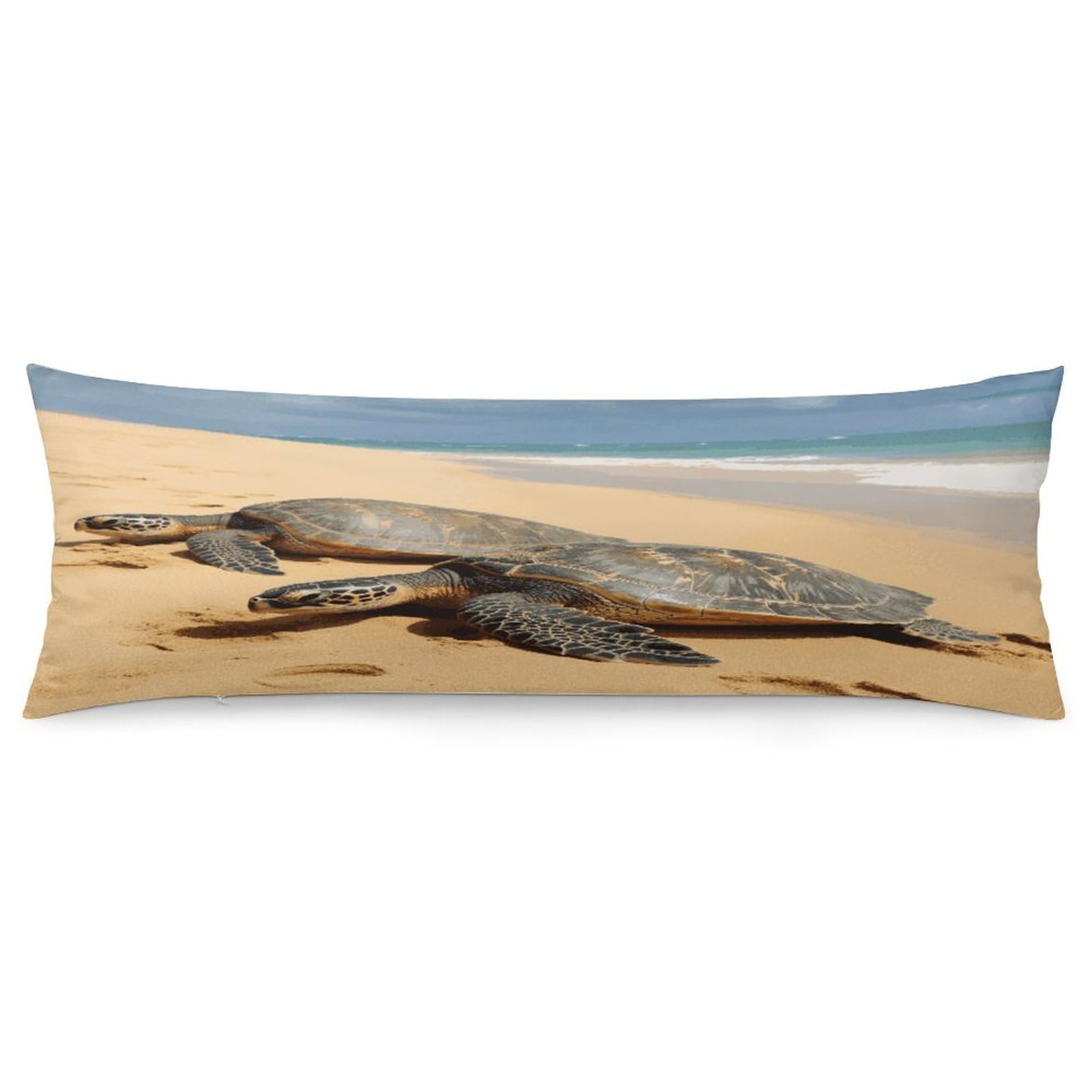 Turtles on The Beach Pillowcase Long Body Pillow Cover Soft Decorative Body Pillow Case Breathable Large Pillowcase Cute Cozy Pillow Protector for Bed Sofa Couch Room 18.9 X 53 Inch