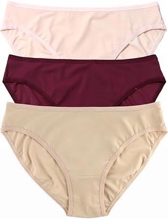 hanky panky - BreatheSoft Mid Rise Bikini Brief Underwear for Women | Full Back Coverage Panties | Sizes XS-XL | 3 pack