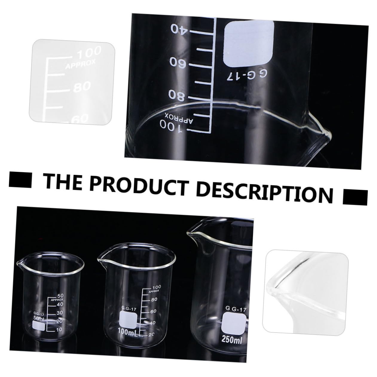 Sosoport 10 Pezzi Brocca Graduata in Vetro 100ml Tazza di Misurazione Portatile Facile da Pulire per Laboratorio e Uso Scientifico