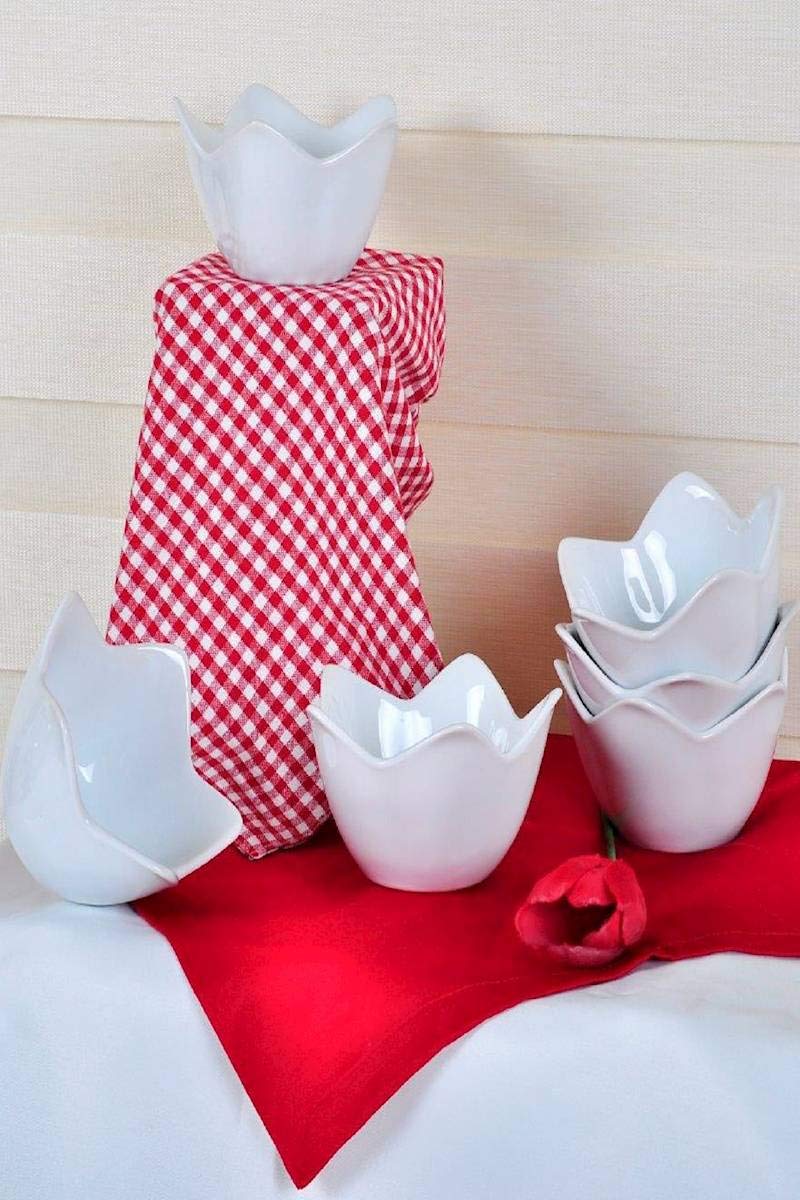 Keramika Beyaz Zambak Çerezlik/Sosluk 12 Cm 6 Adet