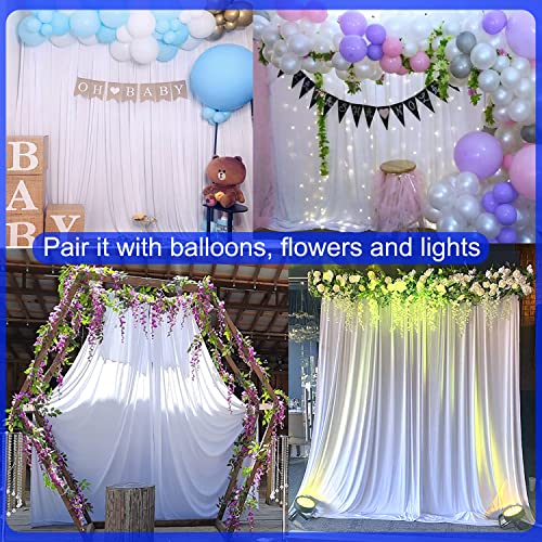 10X10 White Backdrop Curtain For Parties Wedding Wrinkle Free White Photo Curtains Backdrop Drapes Fabric Decoration For Baby Shower 5Ft X 10Ft,2 Panels #TOP3