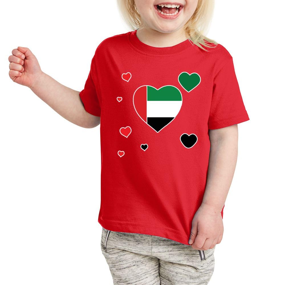 GenericUAE Round Neck T-Shirt for Girls - Comfortable Casual Tee with UAE Design Soft Cotton Fabric, Crew Neck, Short Sleeve, Ideal for Everyday Wear Printed Kids T shirt