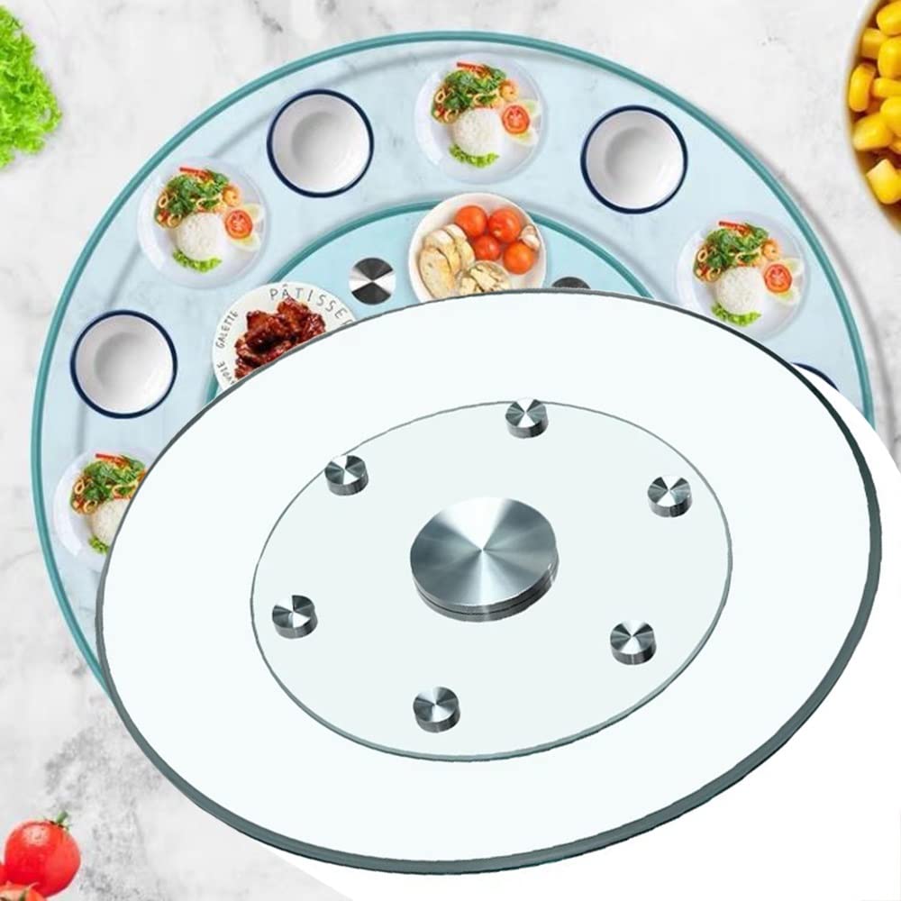Plato para Servir De Vidrio Templado Lazy Susan Mesa De Comedor Cocina Plato Giratorio De Servir 70/80/90/100cm con Rueda Auxiliar Transparente Redondo (Size : 100cm/40in)