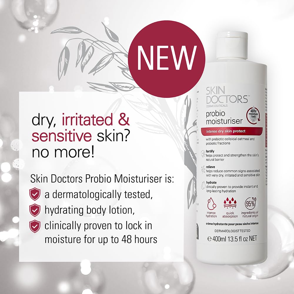 Skin Doctors UK Probio Moisturiser, 48-Hour Hydrating Body Lotion, Dermatologically Tested - Image 3