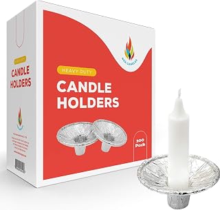 The Dreidel Company Extra Heavy Disposable Candle Holders, 300 Pack - Disposable Candle Drip Cup, Aluminum Foil Drip Cup Bobeches