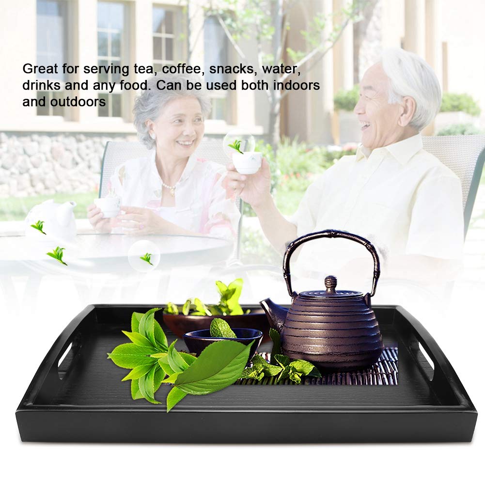 Wifehelper Grote houten portie thee water dranken dienblad houten ontbijt thee dienblad met handvat 30,2 x 20,2 x 2,5 cm