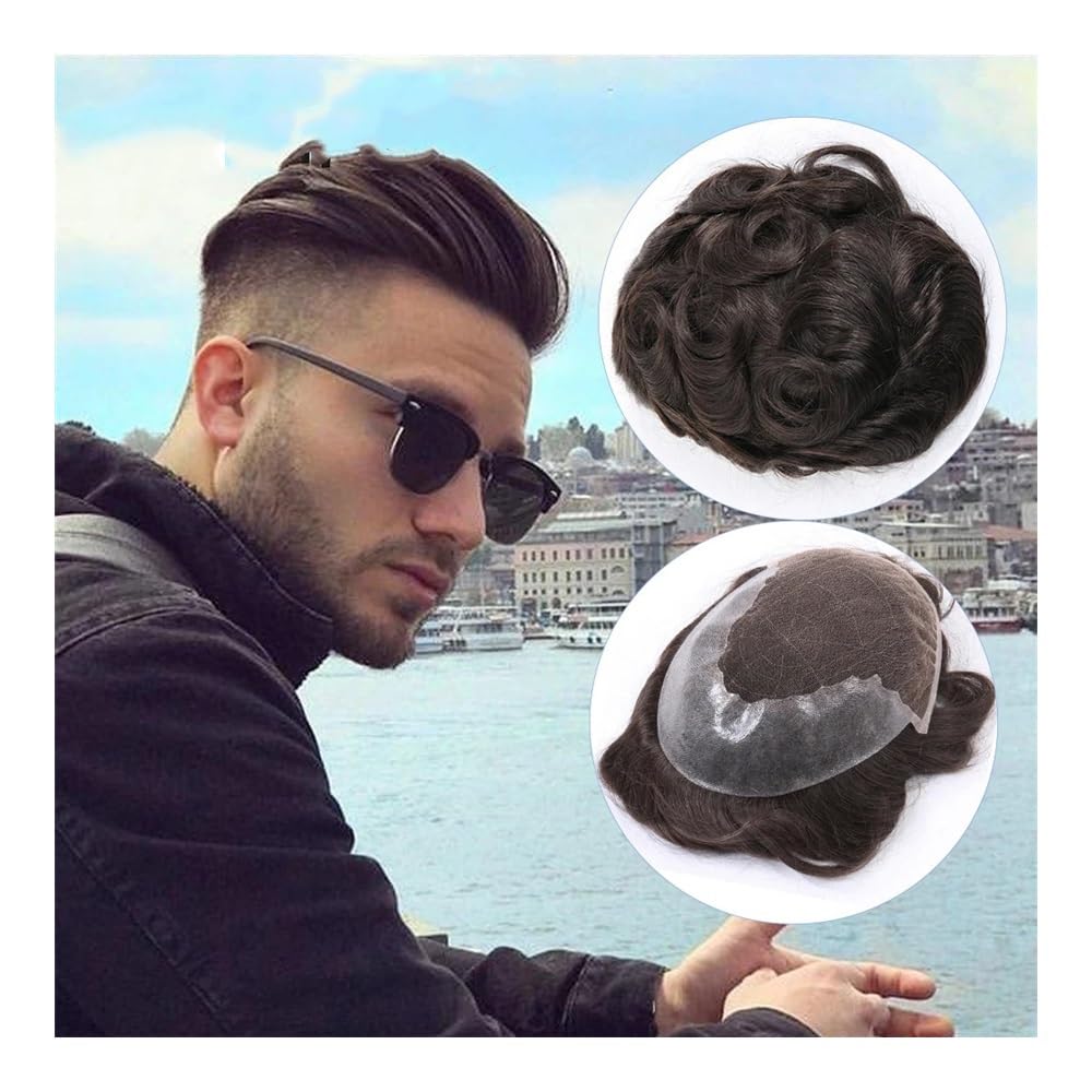 Cheveux prothèse mâle perruque bald cap fine pour retrouver une chevelure dense 6x8