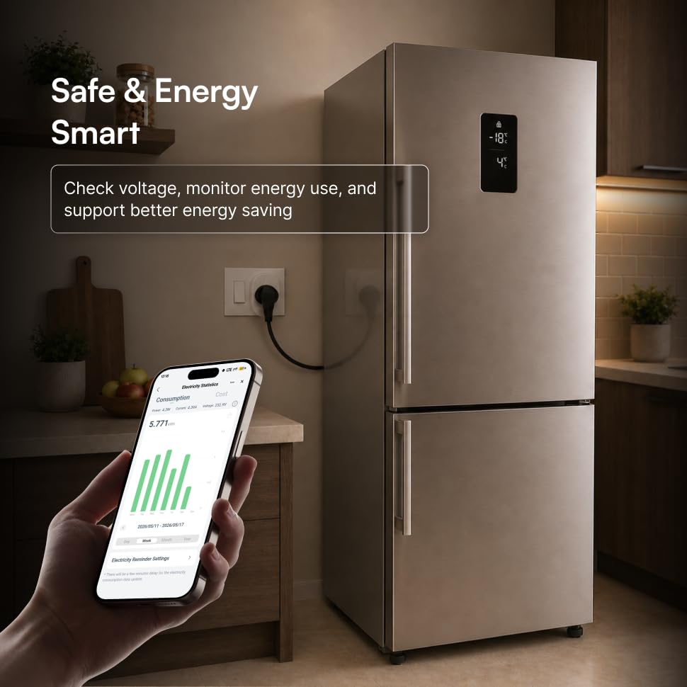 Image of Volt One 16A Smart Plug Wi-Fi Enabled Heavy Duty Socket with Energy Monitoring and App Control Compatible with Alexa and Google Home Ideal for AC Geyser and Heavy Appliances White