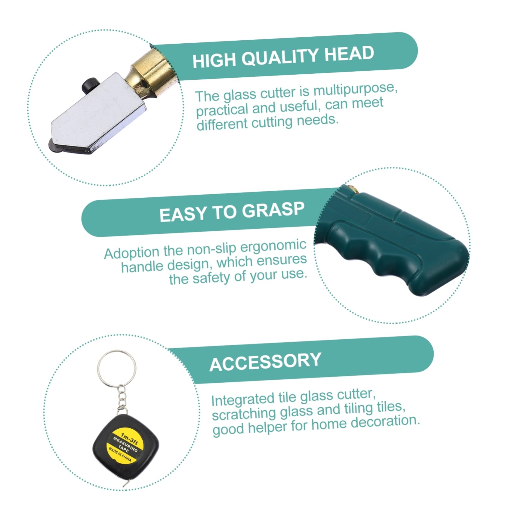 SEWOART 1 Set Tile Opening Roller Tile Cutter Opener DIY Cutting Supplies Specialty Tools Key Covers Car Decor Mirror Class Cut Pen Tile Cutting Tool Tile Glass Opener Steel Green