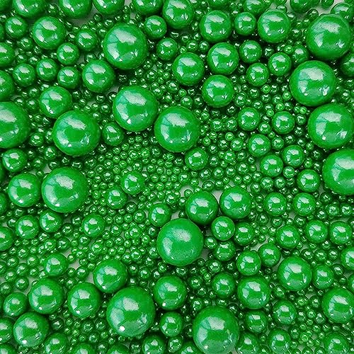 Image of Edible Christmas Green Sugar Pearls Candy Sprinkles 120G / 4.23Ounce Baking Cake Sprinkles Cupcake and Cake Topper Cookie Decorations Wedding Party Valentines Halloween Christmas Supplies