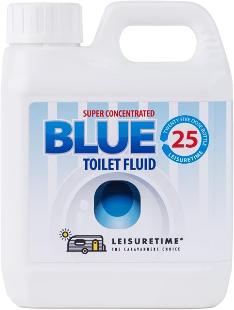 Leisure Time Super Concentrated Blue Toilet Fluid 25 Doses - Septic Tank Safe Blue Toilet Fluid - Formaldehyde Free Eco Toilet Cleaner Fluid - Caravan Toilet Chemicals/Portable Toilet Chemicals