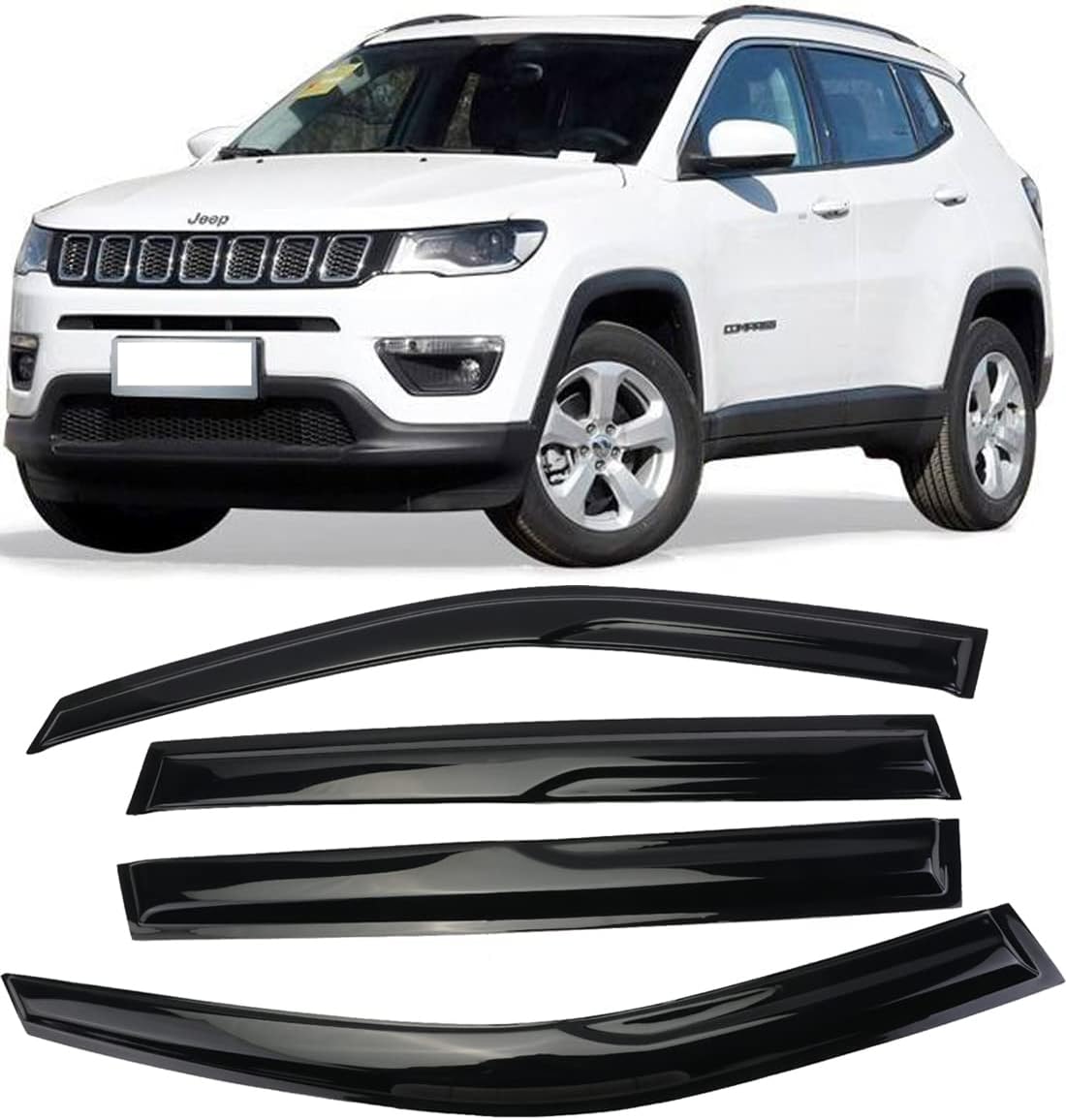 MISIOEK Rain Guards Suitable for Jeep Compass 20172022, Vent Window