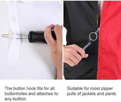 Button Hook and Zipper Pull,Button Helper Disability Aids One Hand Buttons Aids Button Assist Device Dress Clothes Tool for Arthritis Handicapped and Seniors