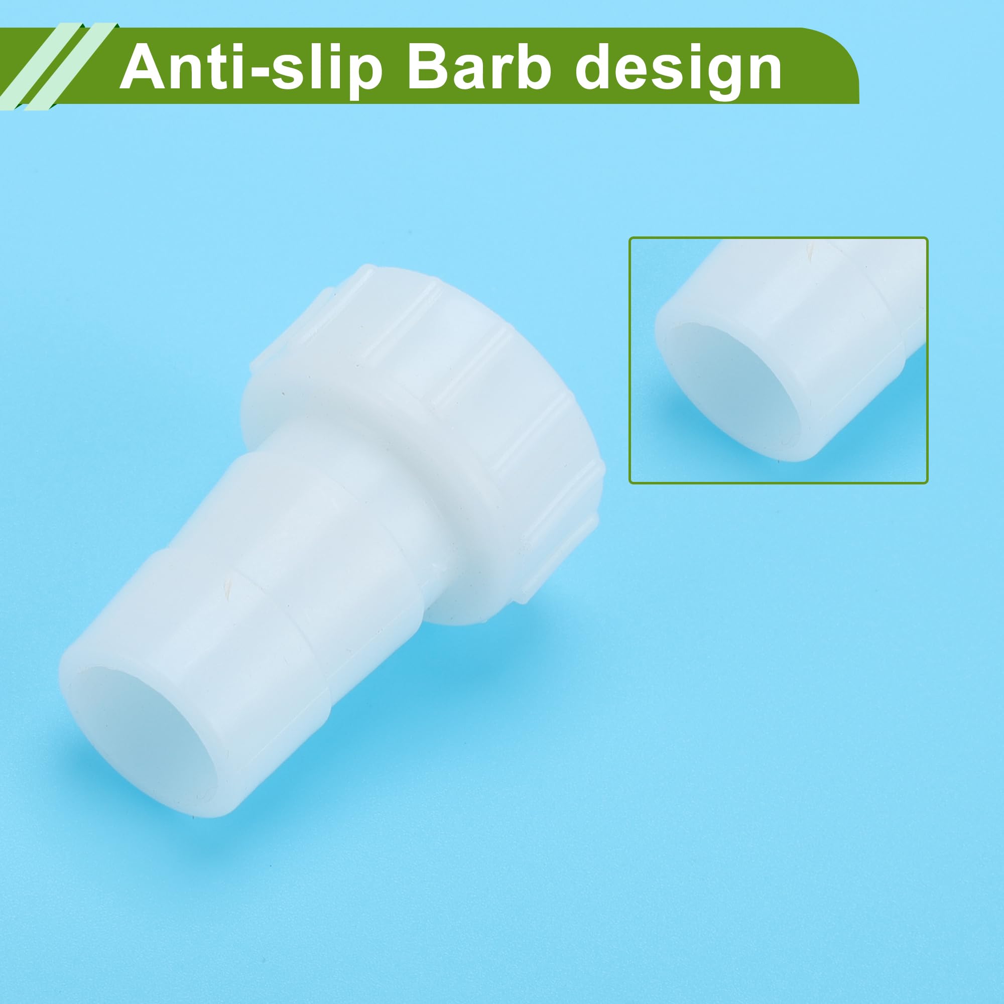 HOPESPANNER Plastic Hose Barb Fitting 5/8" Hose ID G1/2" Thread Female Barb Fitting Plastic 4 Pcs, White, 5/8"-G1/2" - Image 4