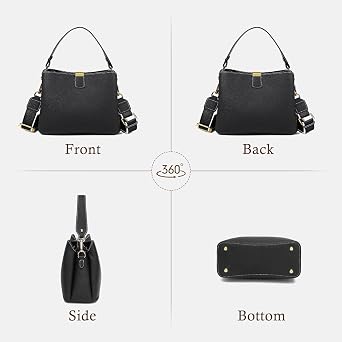 imeetu Women's Genuine Leather Crossbody Bag, Shoulder Purse, Handbags | 3 Straps for 3 Carry Styles, Medium Size Satchel with 3 Compartments & 2 Pockets, Magnetic and zip Closure, Daily, Gifts
